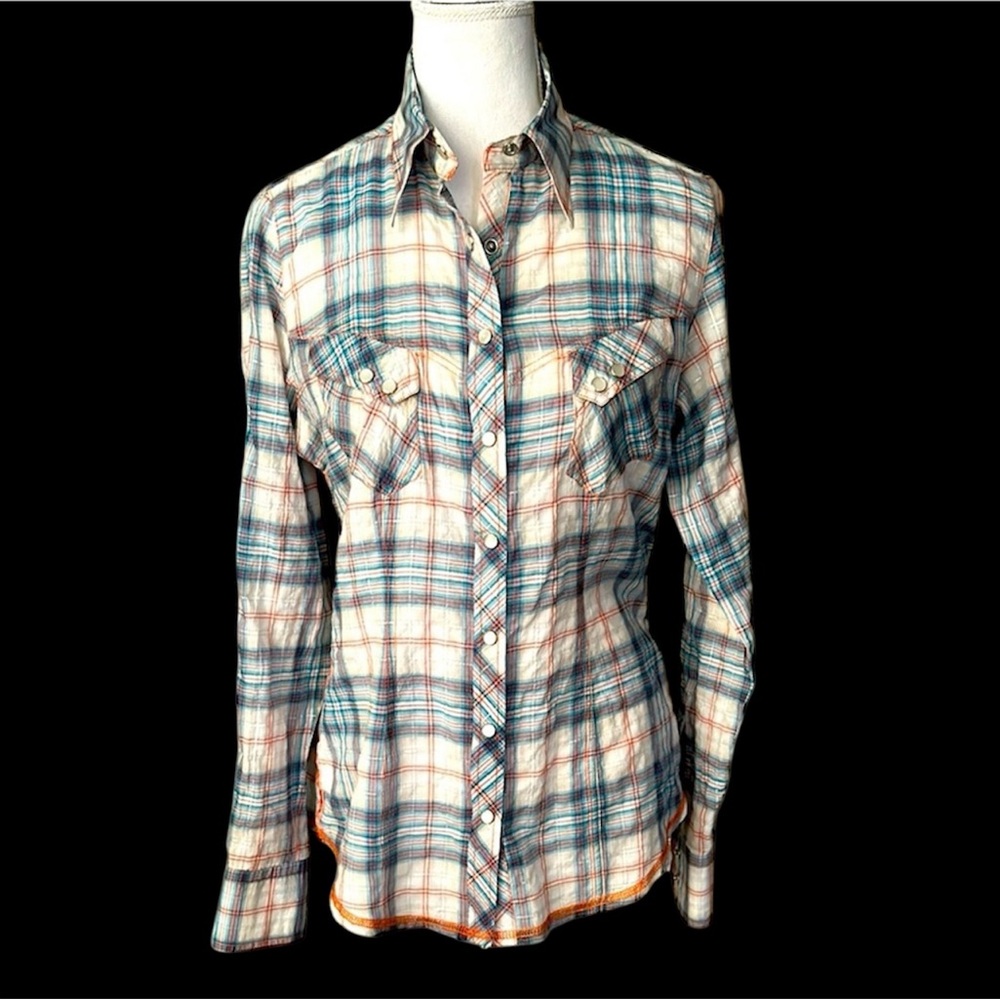 Georg Roth LA Plaid snap Front Shirt Size XS